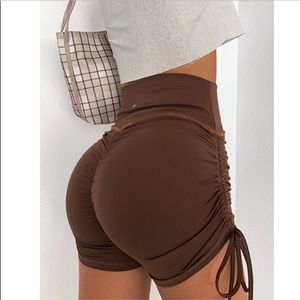 Brown ruched shorts